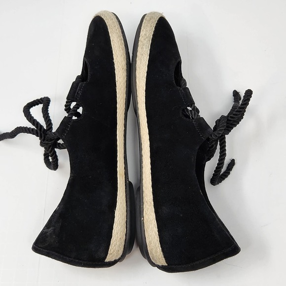 FitFlop Womens Fia Black Suede Lace Up Ballet Flats Size 7.5 Espadrille Comfort - Picture 8 of 9